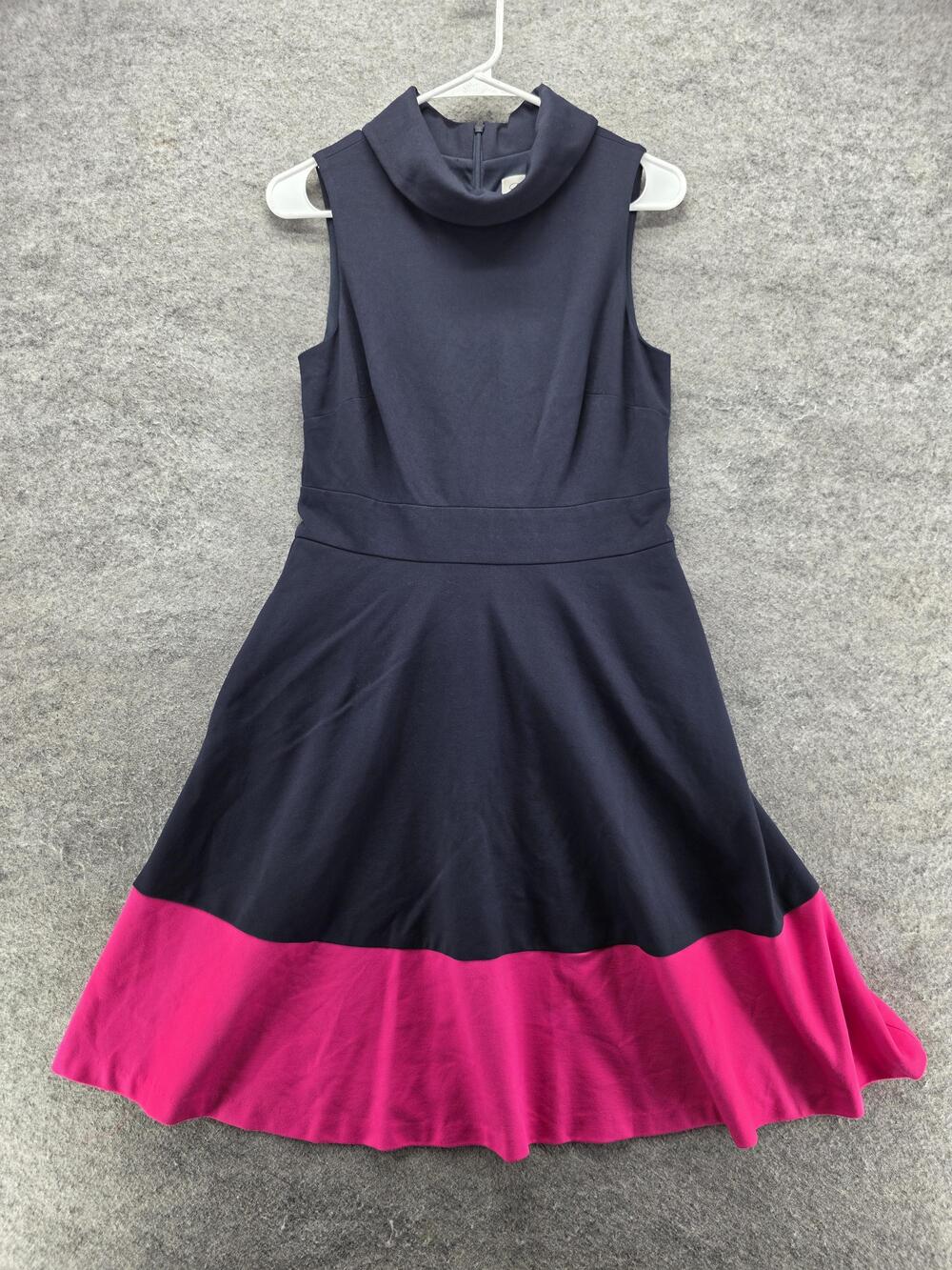 Eliza J Dress Womens 6 Blue Fit & Flare Knee Length Sleeveless Colorblock Lined